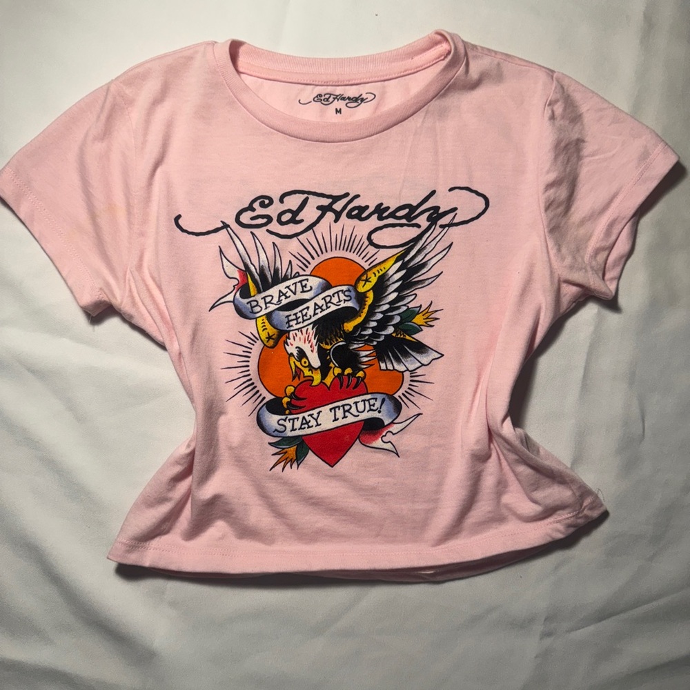 Ed Hardy Pink Tee with Eagle Graphic